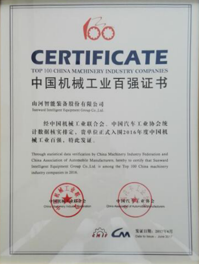喜讯：尊龙凯时官网网址智能再次荣登2016年度中国机械百强企业