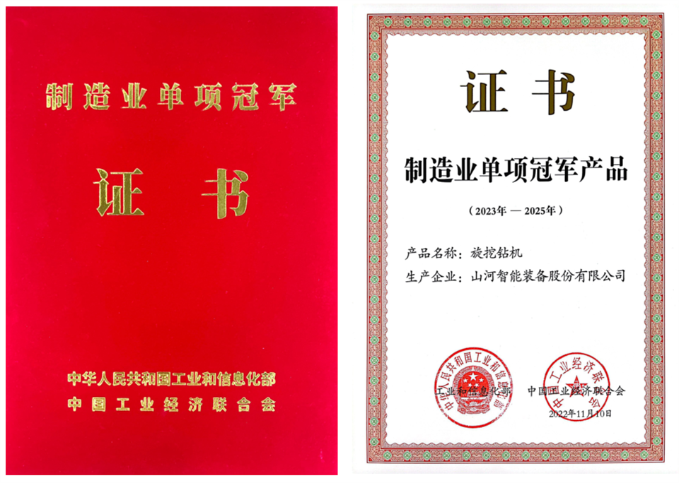 两项单冠，行业唯一！尊龙凯时官网网址智能两款桩工产品同获制造业单项冠军